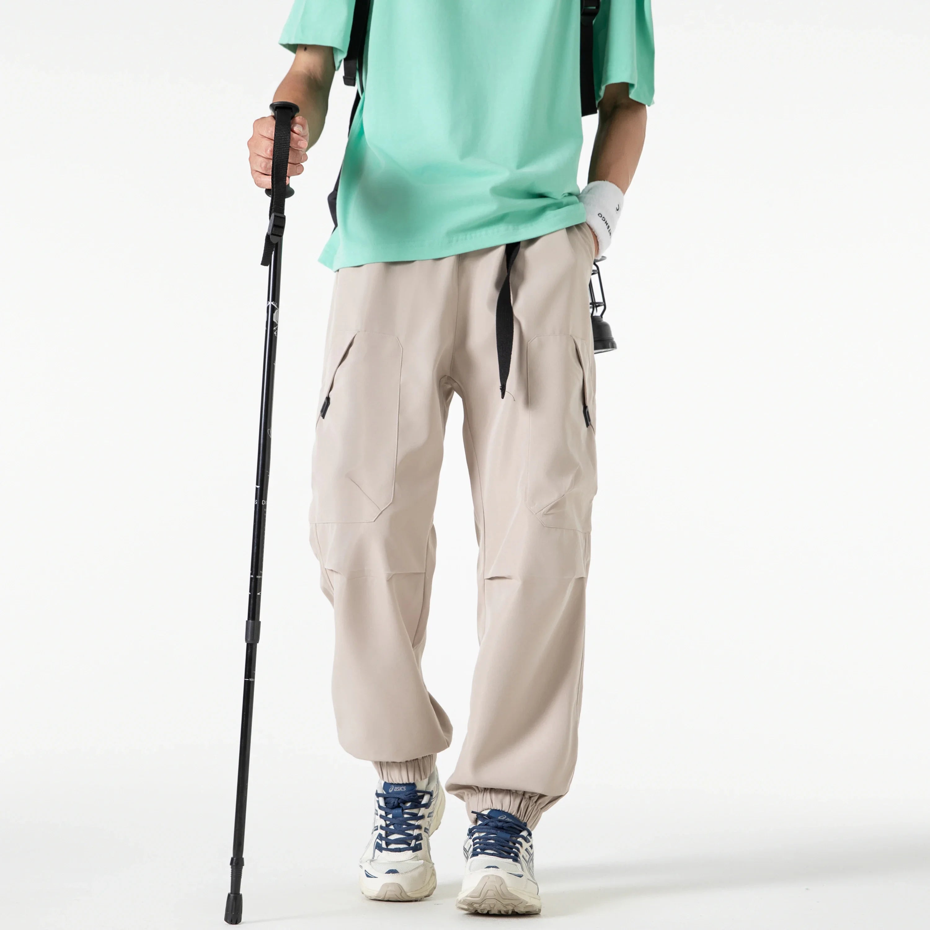 Outdoor three proof down pants for men autumn functional mountaineering workwear pants retro sport wide leg casual long pants