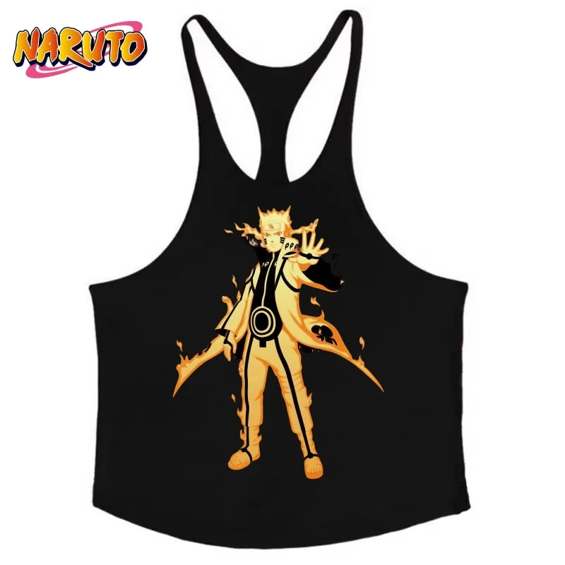 Men's Stringer Gym Vest, Racerback Thin-Strap Quick-Dry, Naruto Kurama Mode Graphic for Intense Bodybuilding