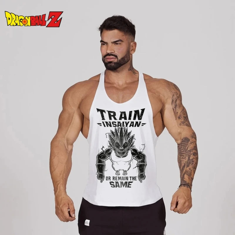 Men's Stringer Gym Vest, Dragon Ball Z Saiyan Training Tank Top, Quick - Dry Sleeveless Singlets for Fitness Muscle Building