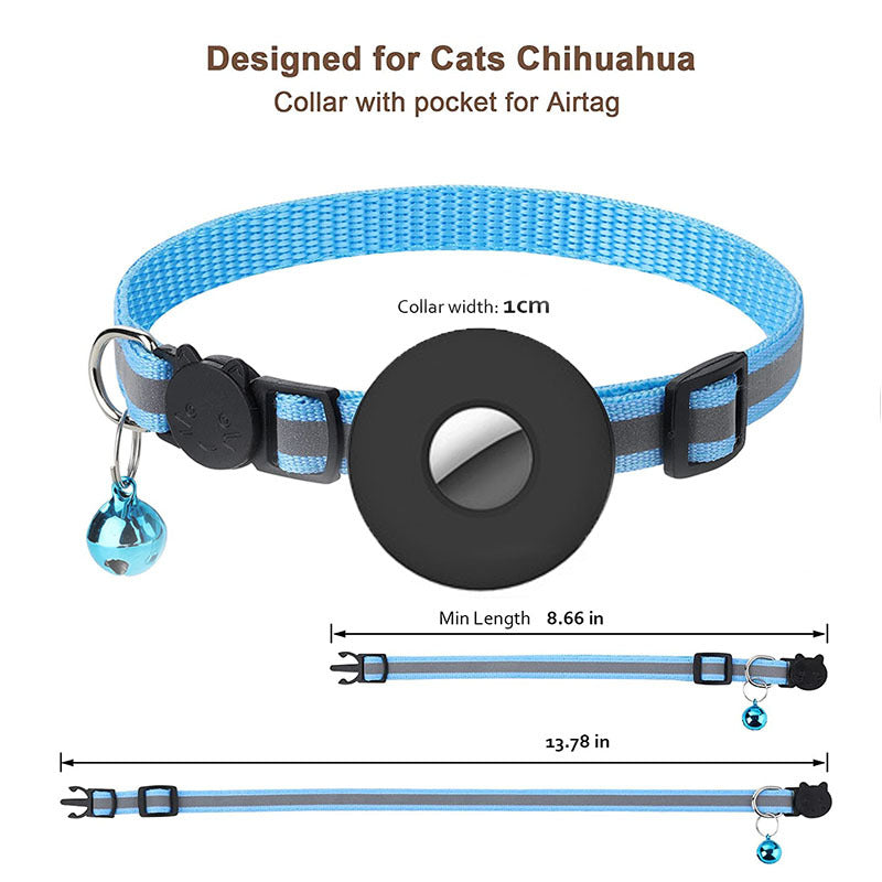 Airtag Cat Collar With Bell Reflective