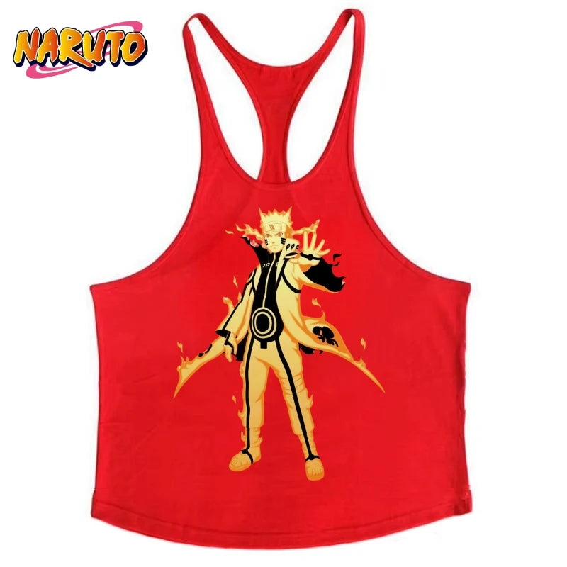 Men's Stringer Gym Vest, Racerback Thin-Strap Quick-Dry, Naruto Kurama Mode Graphic for Intense Bodybuilding