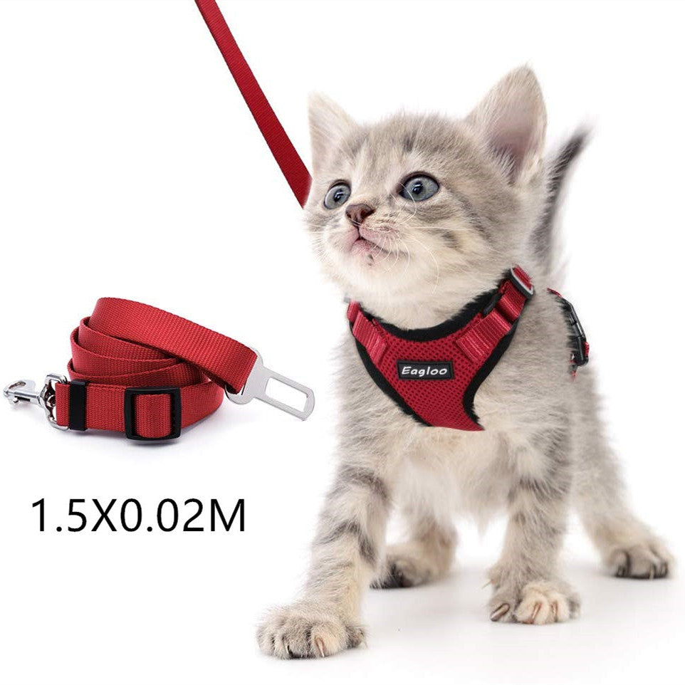 Cat Harness And Car Seat Belt Adapter