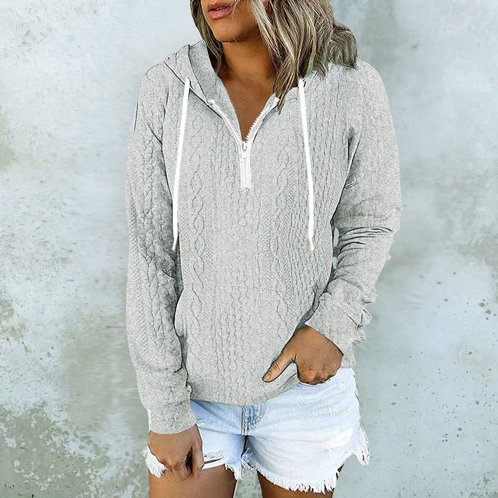 Women Twist Texture Hoodie