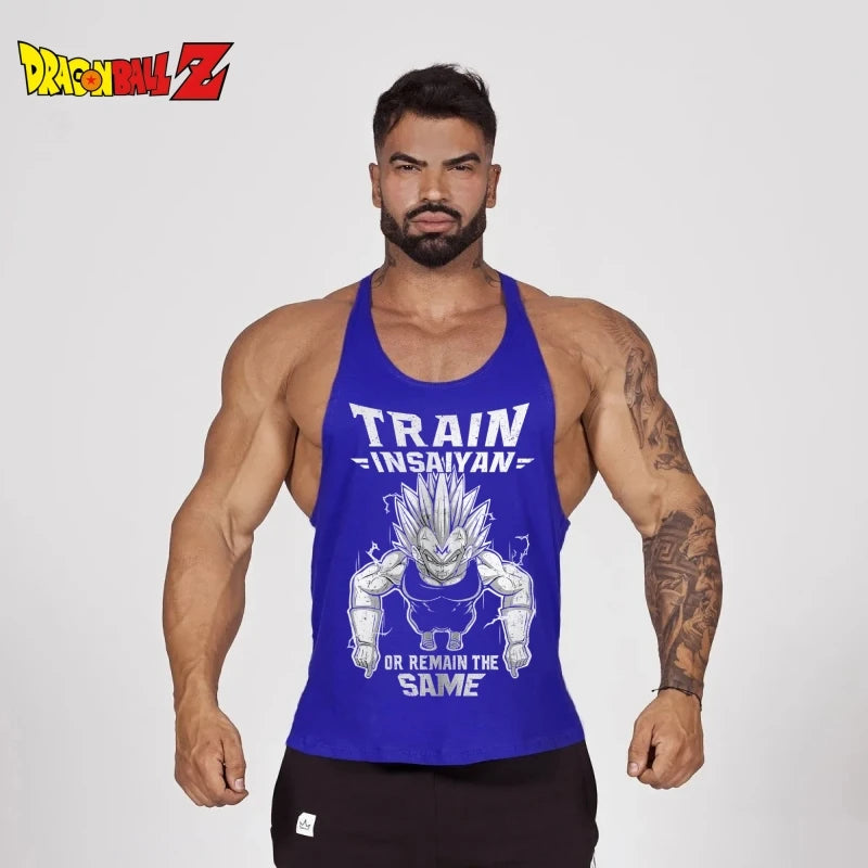 Men's Stringer Gym Vest, Dragon Ball Z Saiyan Training Tank Top, Quick - Dry Sleeveless Singlets for Fitness Muscle Building