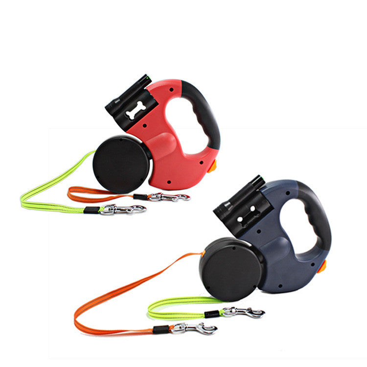 Two-headed Pet Leashes with Flashlight