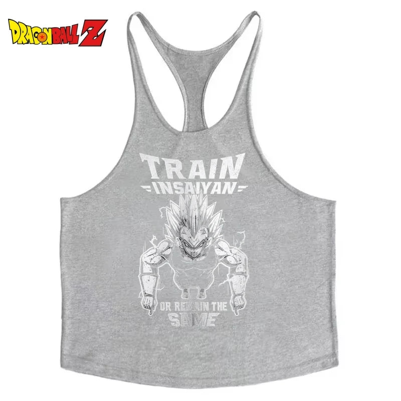 Men's Stringer Gym Vest, Dragon Ball Z Saiyan Training Tank Top, Quick - Dry Sleeveless Singlets for Fitness Muscle Building