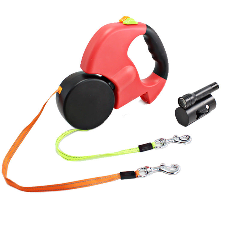 Two-headed Pet Leashes with Flashlight