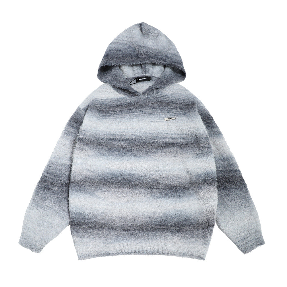Gradient Stripes Hooded Sweater