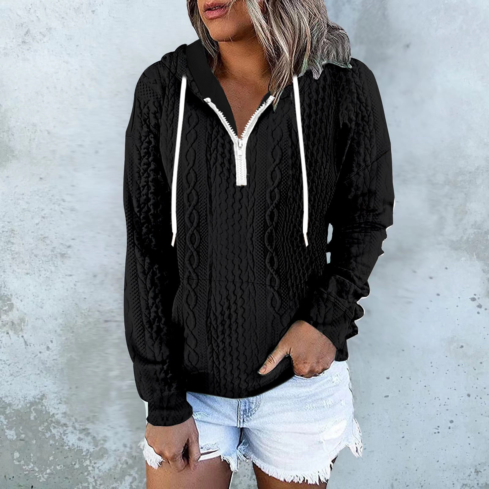 Women Twist Texture Hoodie