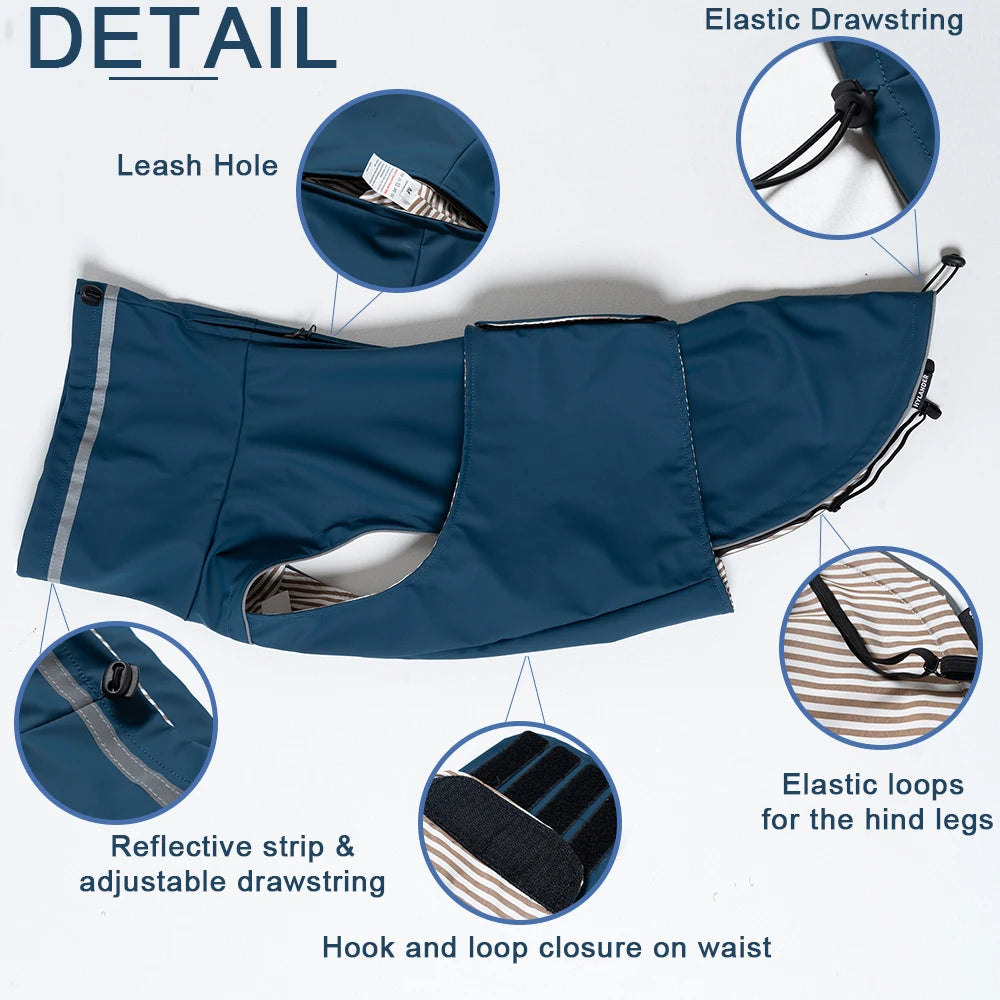 Waterproof Dog Raincoat for Small Large Dog Puppy Canine Clothes Leash Hole Reflective rain Jacket Pug Dog Clothing Pet Poncho