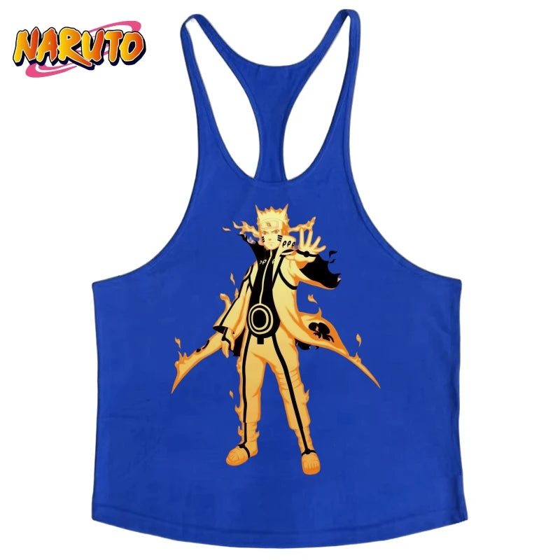 Men's Stringer Gym Vest, Racerback Thin-Strap Quick-Dry, Naruto Kurama Mode Graphic for Intense Bodybuilding