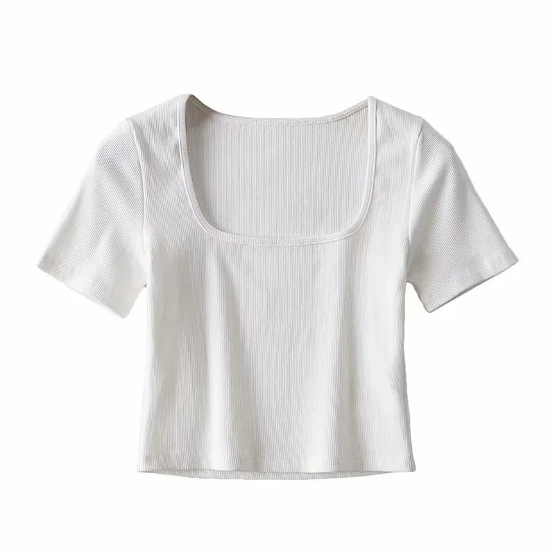 Cropped Square Neck T-shirt