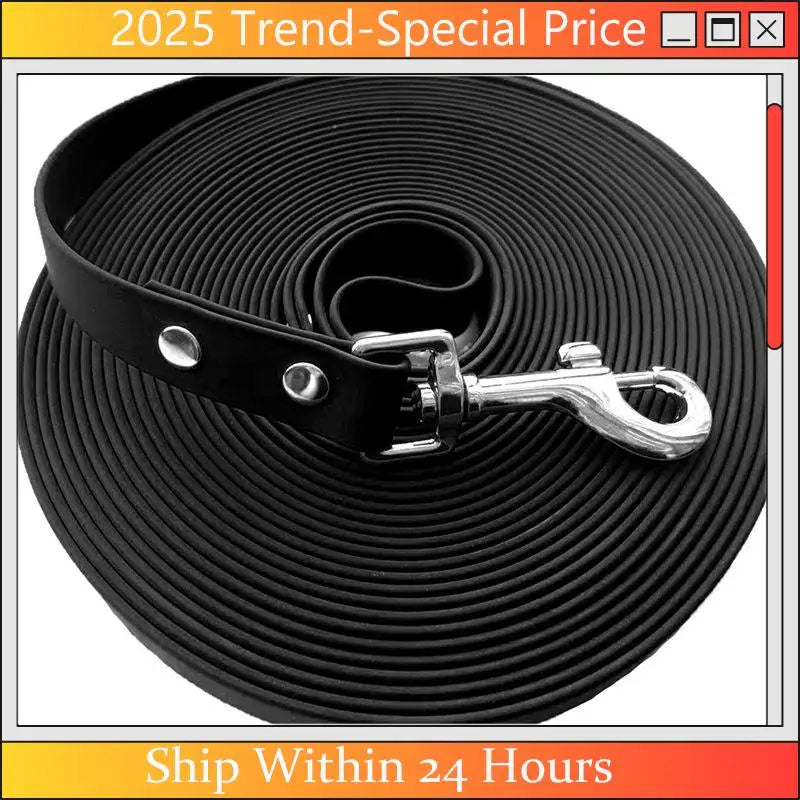 Feb.PVC Material Waterproof Dog Leash, For All-Weather Use, Easy To Clean, Fits For All Dog Sizes, 5M To 10M Lengths Black-10M