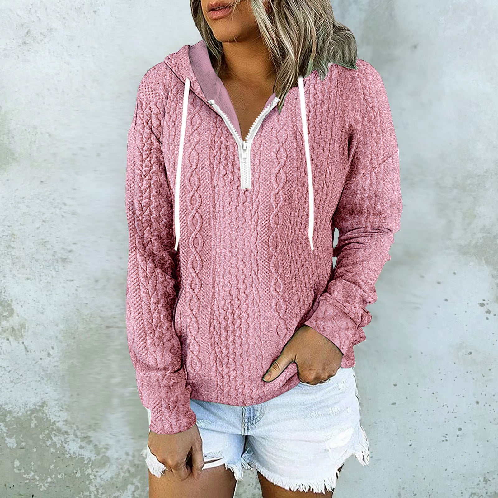 Women Twist Texture Hoodie