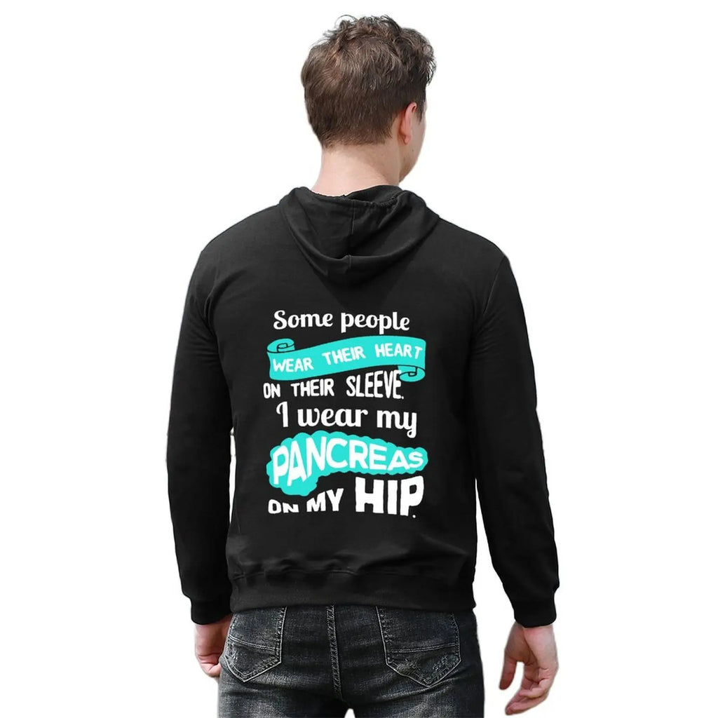 Wear my pancreas on my hip - diabetes diabetes t1d insulin pump humor funny Hoodie anime clothes autumn men's oversize hoodie