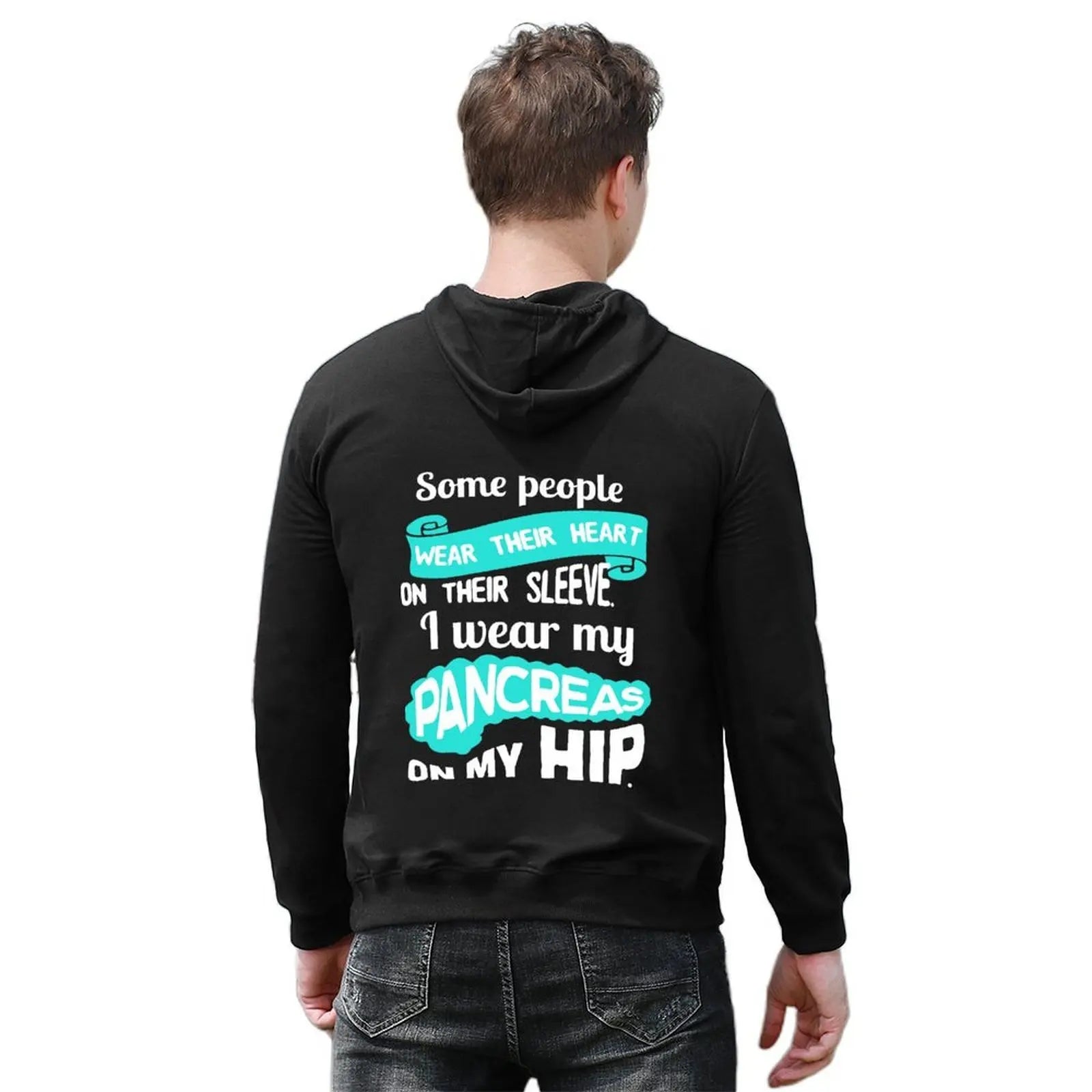 Wear my pancreas on my hip - diabetes diabetes t1d insulin pump humor funny Hoodie anime clothes autumn men's oversize hoodie