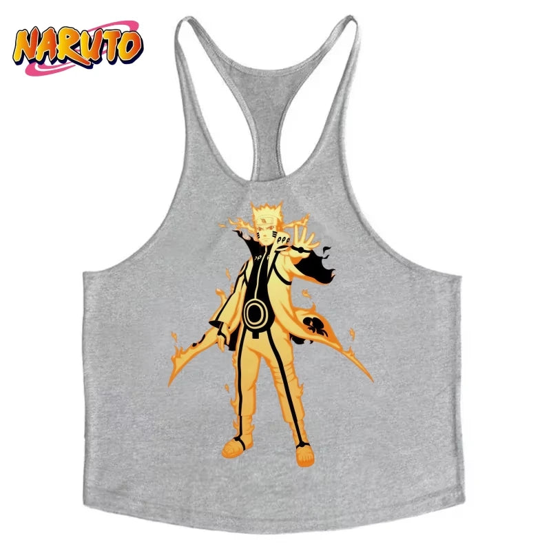 Men's Stringer Gym Vest, Racerback Thin-Strap Quick-Dry, Naruto Kurama Mode Graphic for Intense Bodybuilding