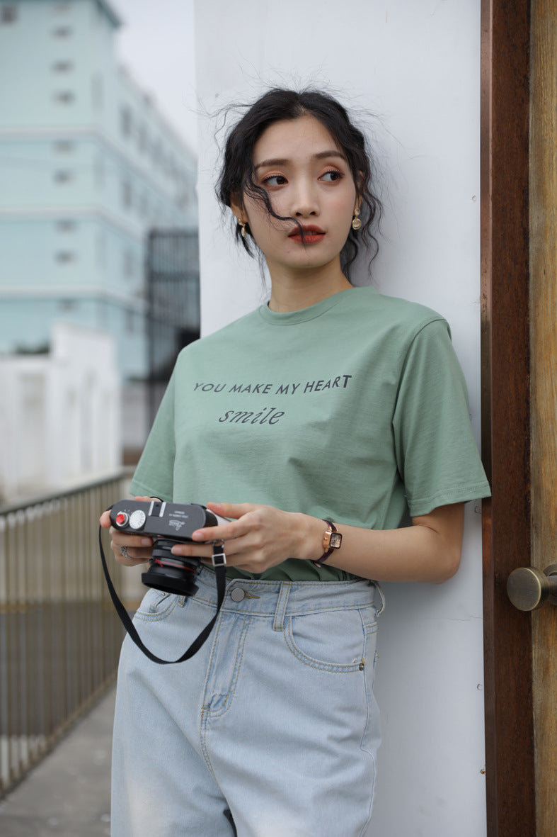 Letter printed T-shirt women