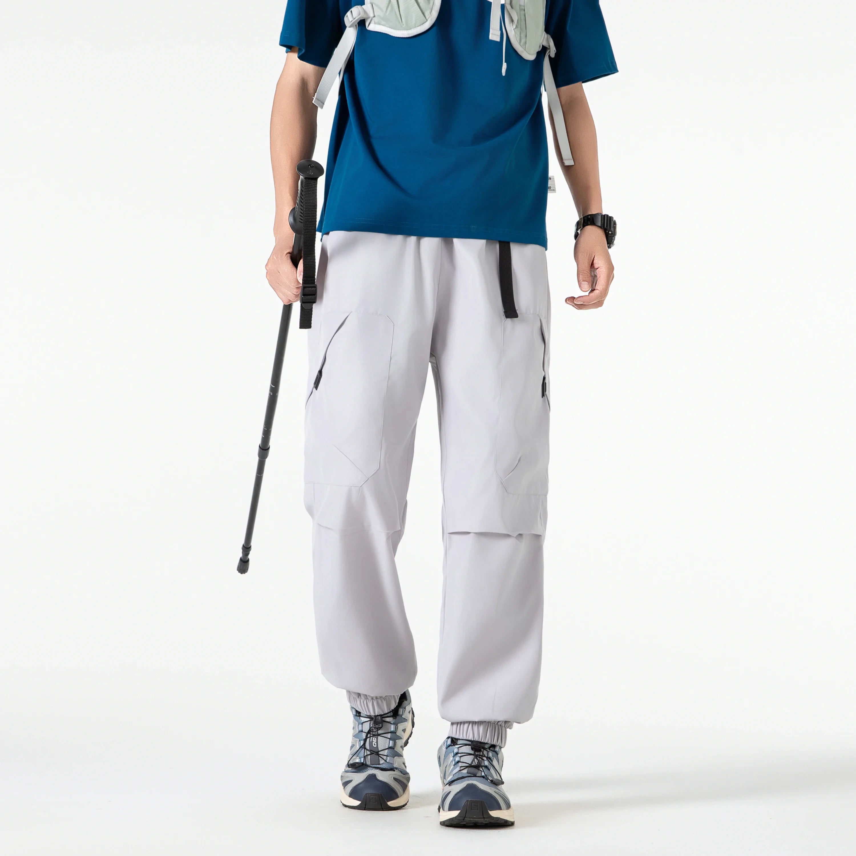 Outdoor three proof down pants for men autumn functional mountaineering workwear pants retro sport wide leg casual long pants