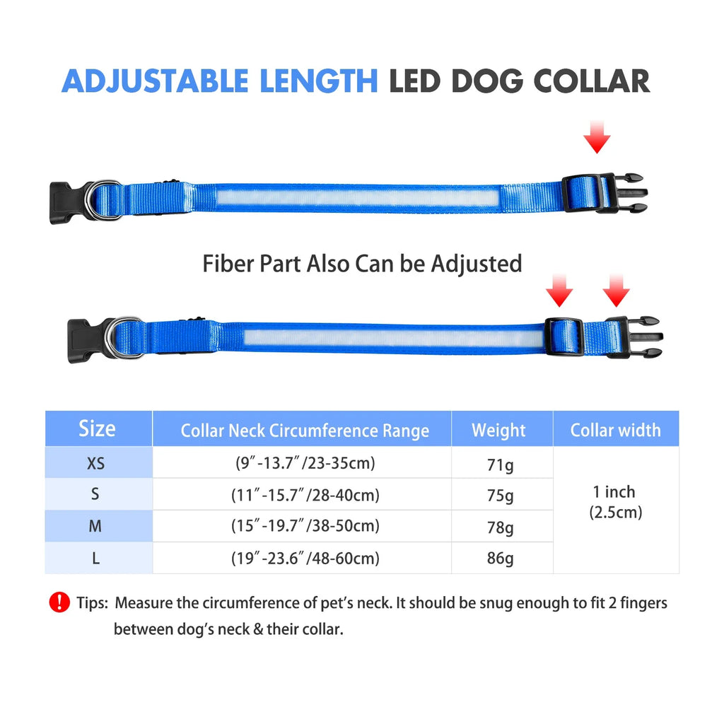 Waterproof LED Dog Collar - Luminous Flashing Safety Glow Necklace for Night Walking Bozal perro Dog collars Dog bows bulk Leash