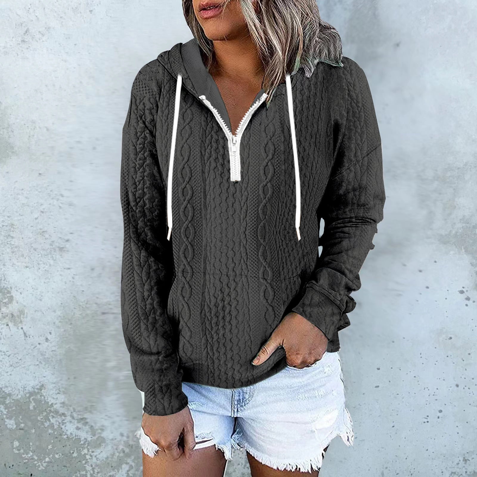 Women Twist Texture Hoodie