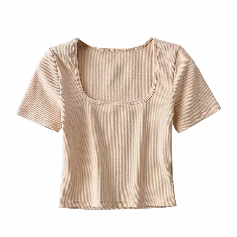 Cropped Square Neck T-shirt