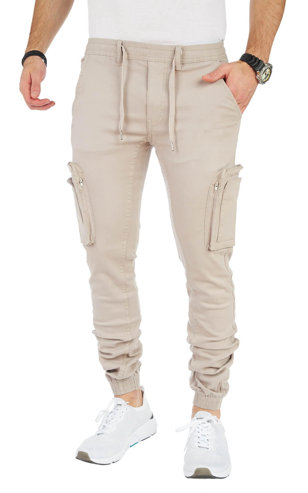 STYLEKO Stylische Cargo-Freizeithose Slim fit mit Elastischer Hosenband