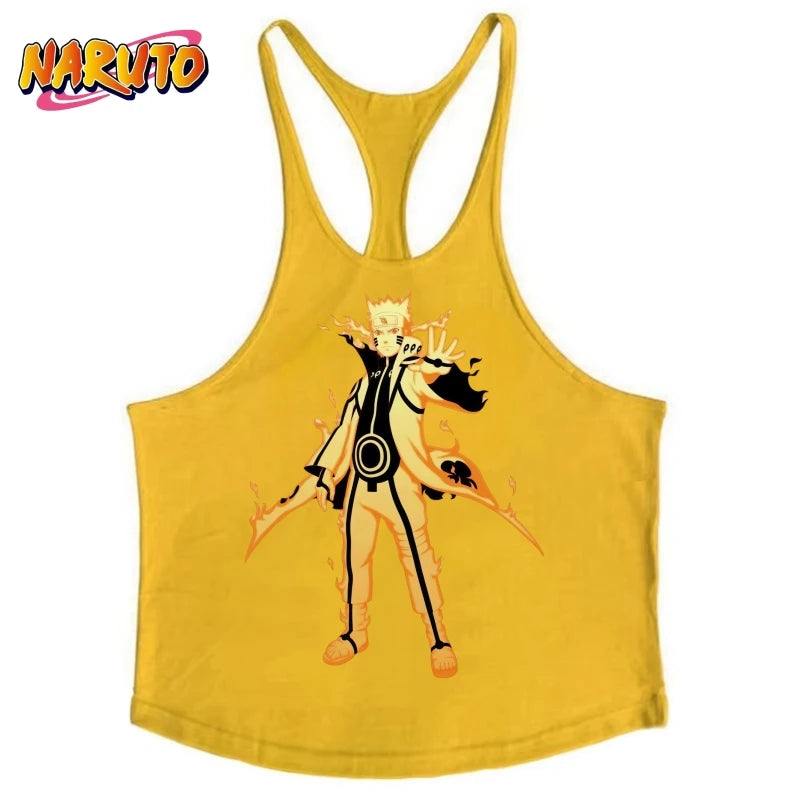 Men's Stringer Gym Vest, Racerback Thin-Strap Quick-Dry, Naruto Kurama Mode Graphic for Intense Bodybuilding