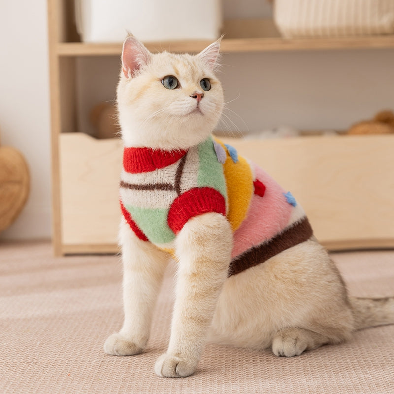 Cheerful Cat Cartoon Star Striped