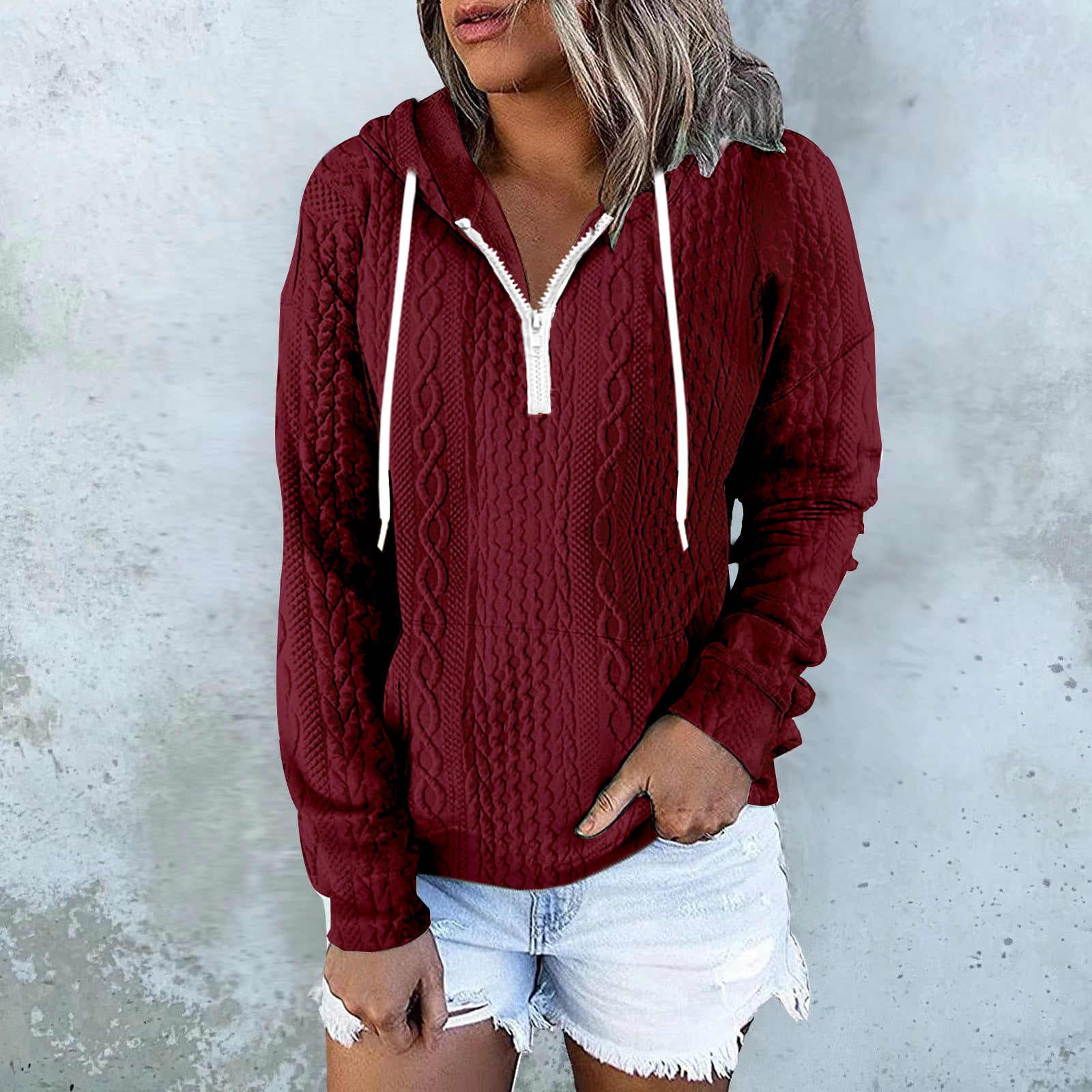 Women Twist Texture Hoodie