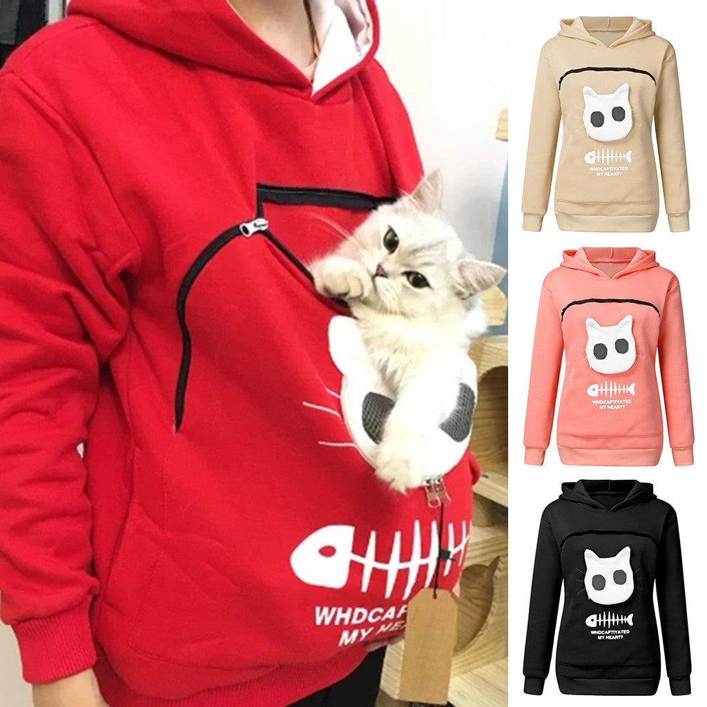 Women Hoodie Pet Pocket