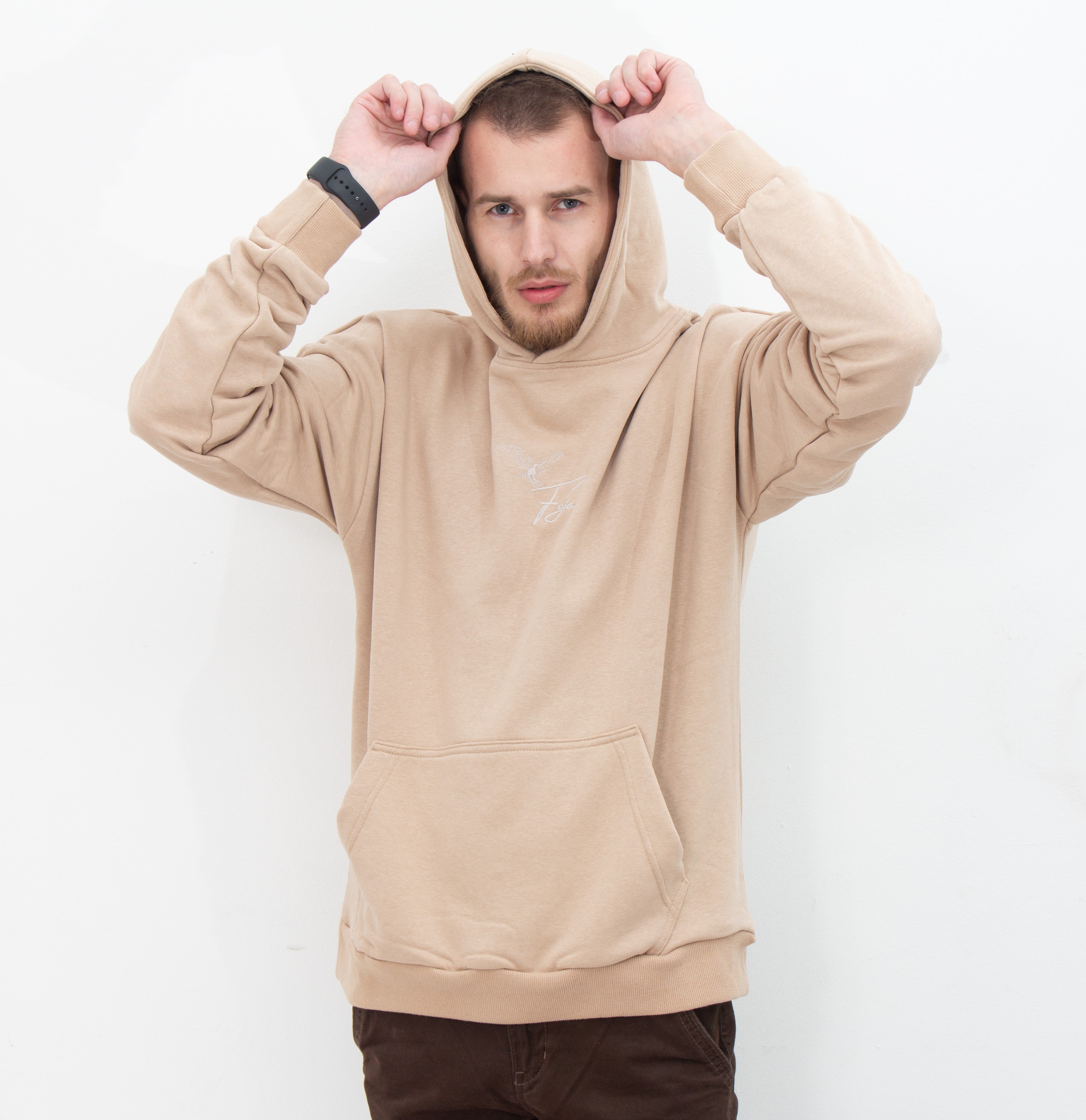 EAGLE OVERSIZED HOODIE -LATTE-