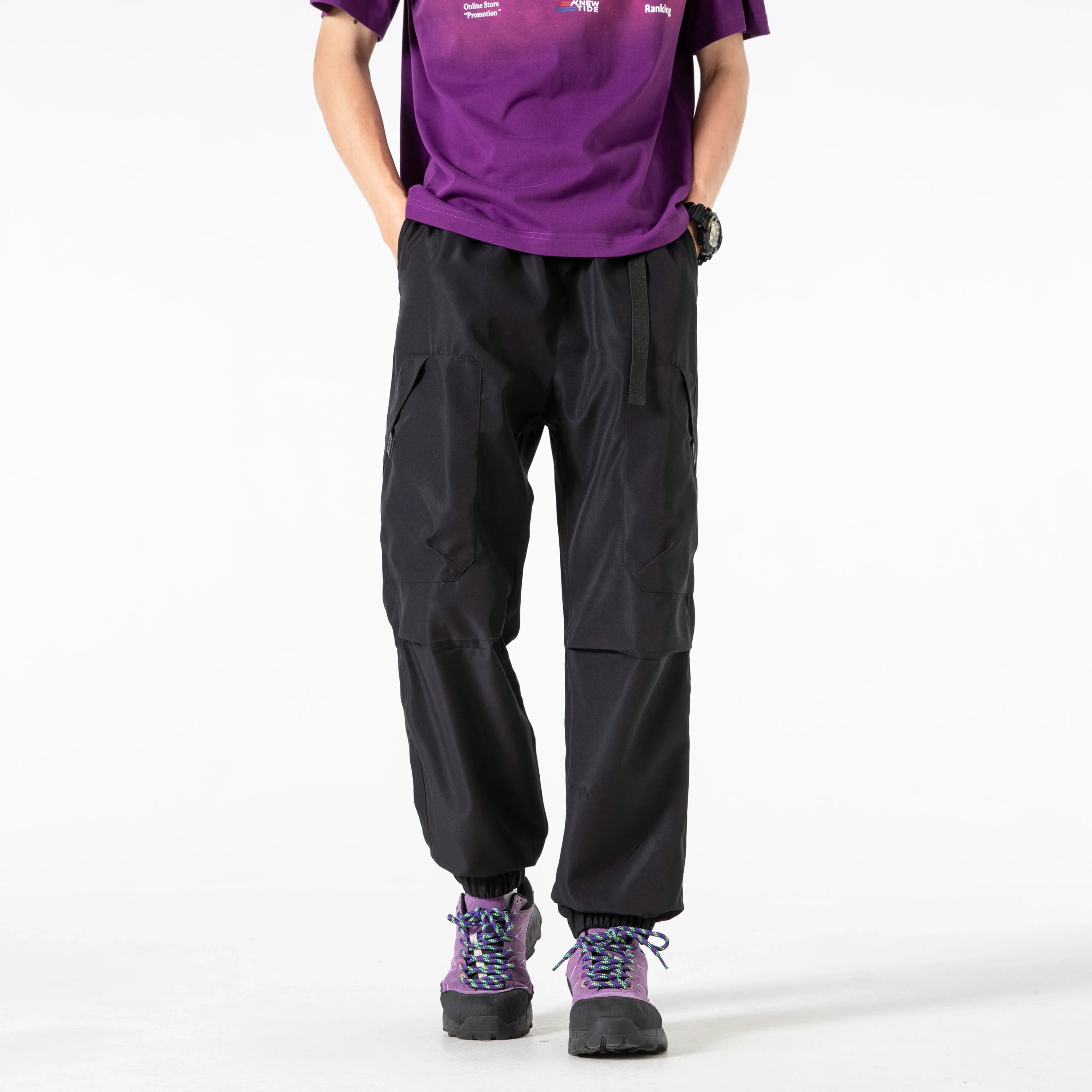 Outdoor three proof down pants for men autumn functional mountaineering workwear pants retro sport wide leg casual long pants