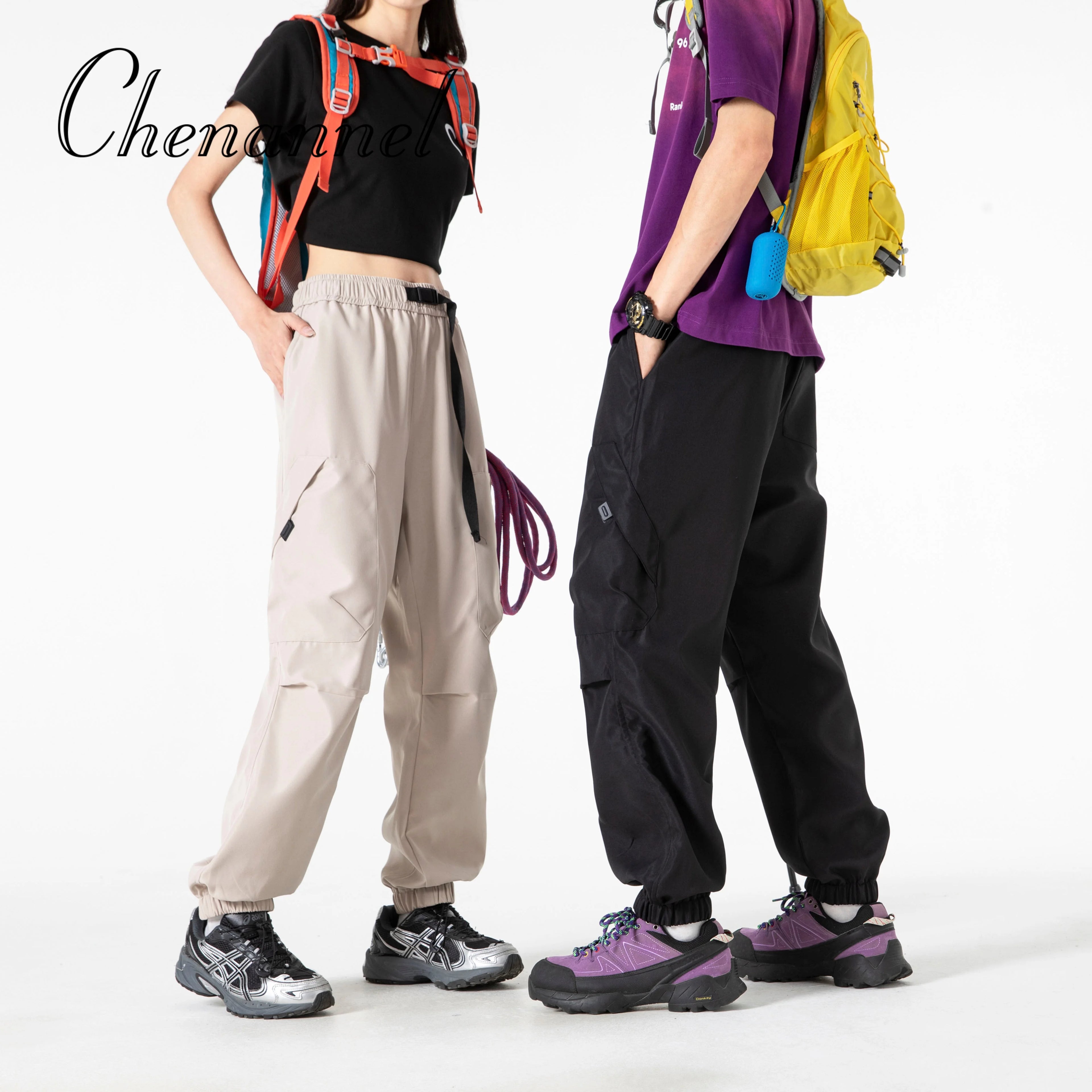 Outdoor three proof down pants for men autumn functional mountaineering workwear pants retro sport wide leg casual long pants