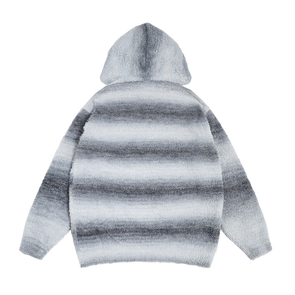 Gradient Stripes Hooded Sweater
