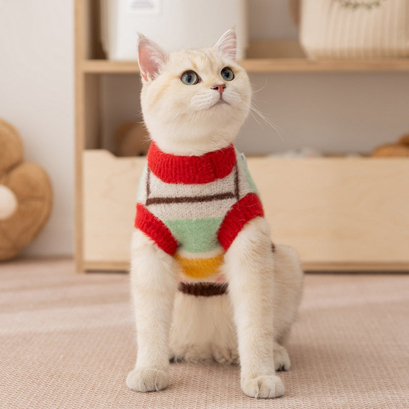 Cheerful Cat Cartoon Star Striped