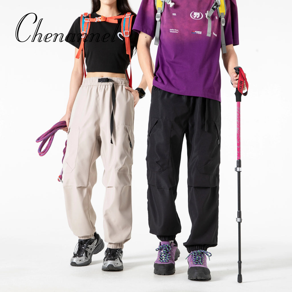 Outdoor three proof down pants for men autumn functional mountaineering workwear pants retro sport wide leg casual long pants