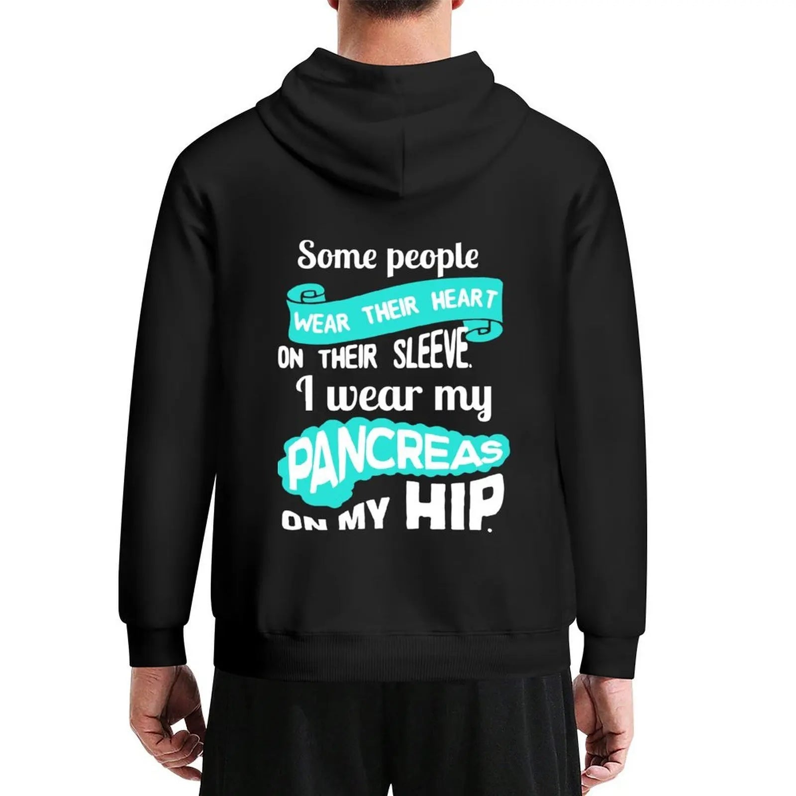 Wear my pancreas on my hip - diabetes diabetes t1d insulin pump humor funny Hoodie anime clothes autumn men's oversize hoodie