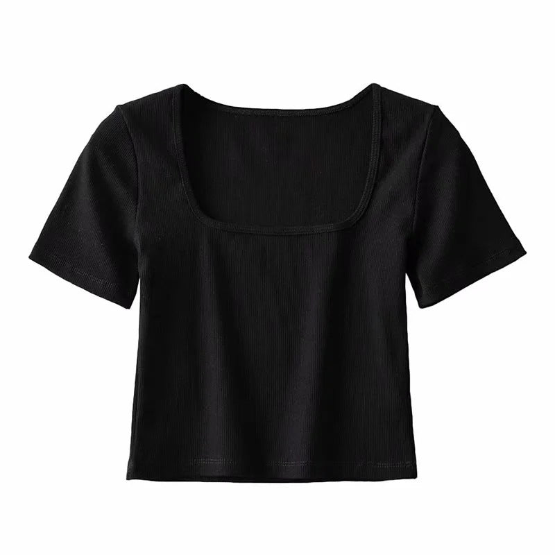 Cropped Square Neck T-shirt