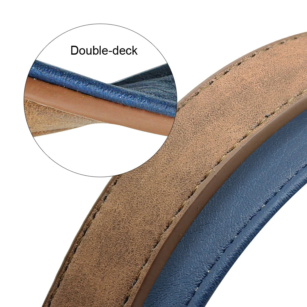 Leather Dog Leash 4 ft Dog Leash 2 Layer Pet Dog Leash Leads with Padded Handle for Medium Large Dogs Walking Training