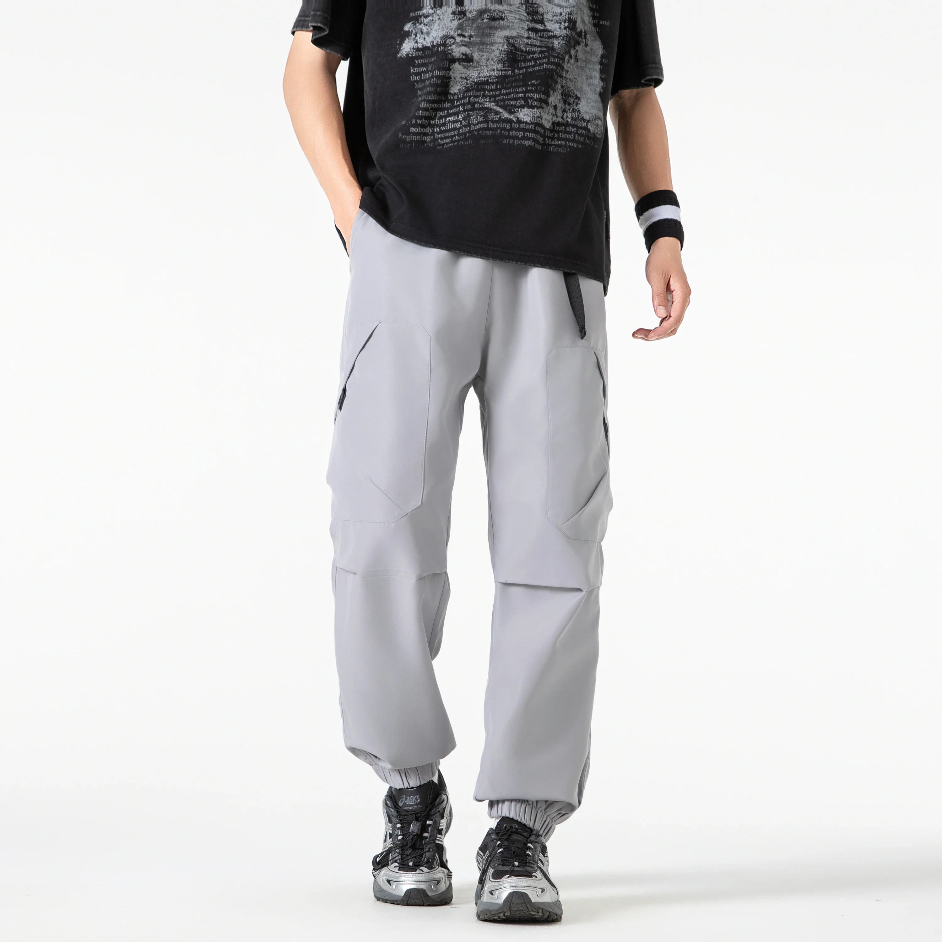 Outdoor three proof down pants for men autumn functional mountaineering workwear pants retro sport wide leg casual long pants