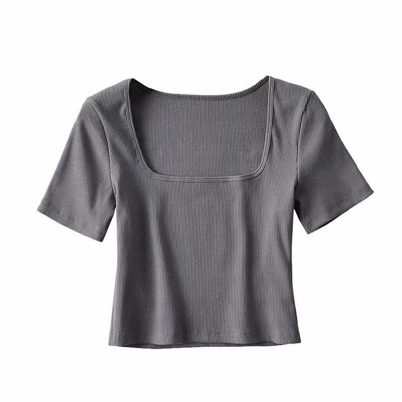 Cropped Square Neck T-shirt