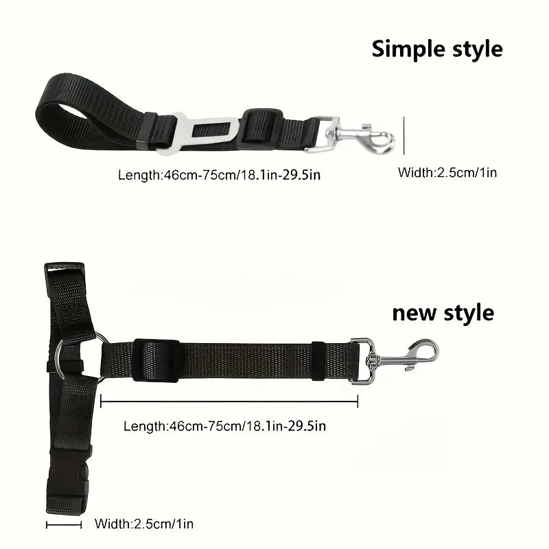 Solid Color Two-in-one Pet Car Seat Belt Nylon Lead Leash Backseat Safety Belt Adjustable Dogs Harness Collar Pet Accessories