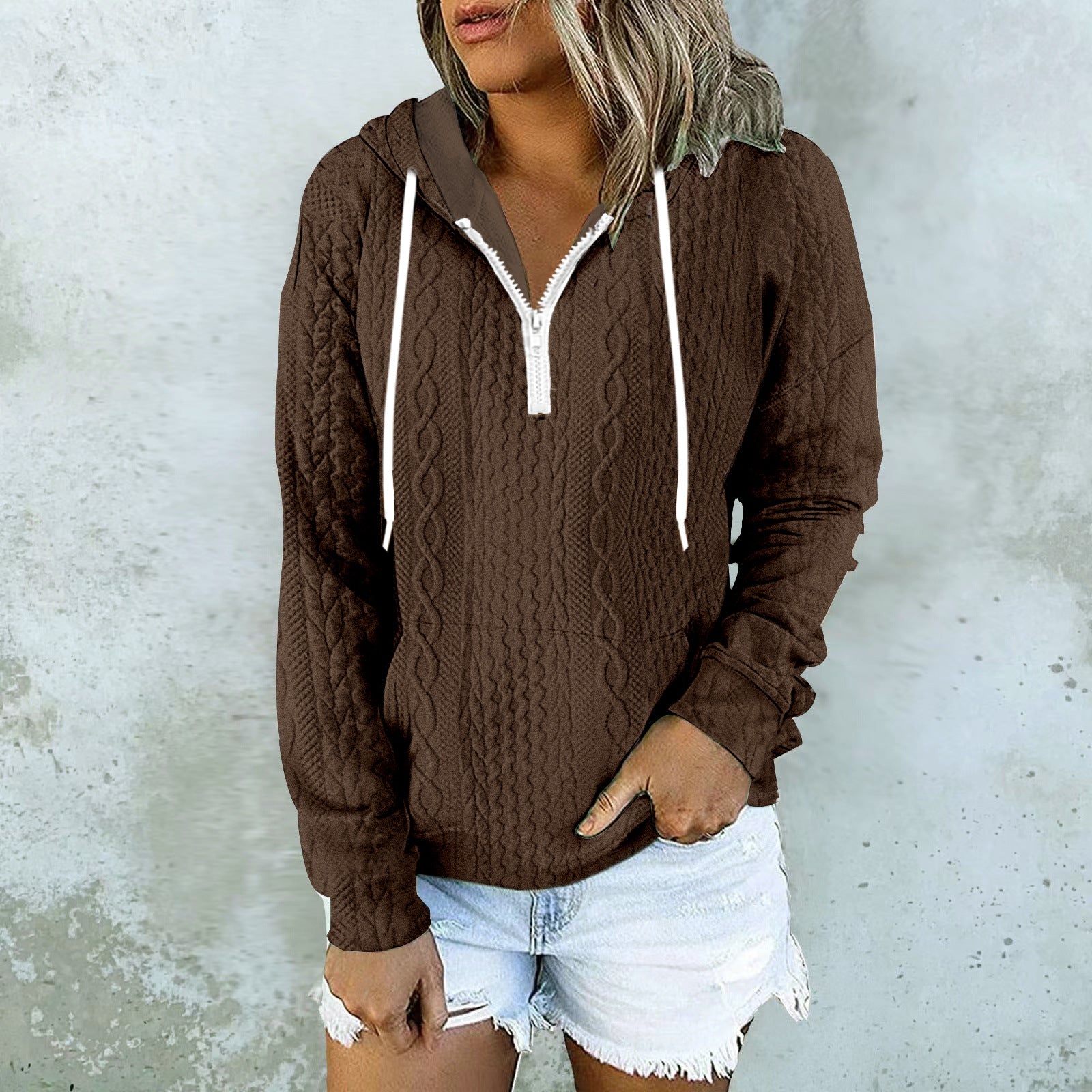 Women Twist Texture Hoodie