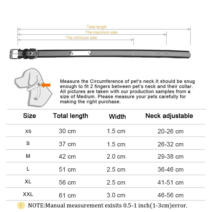 Personalized Dog Collar Leather Reflective Cat Collar Custom Engraved ID Tag Engraved For Puppy Large Dogs  Pet accessories