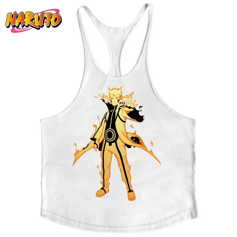Men's Stringer Gym Vest, Racerback Thin-Strap Quick-Dry, Naruto Kurama Mode Graphic for Intense Bodybuilding
