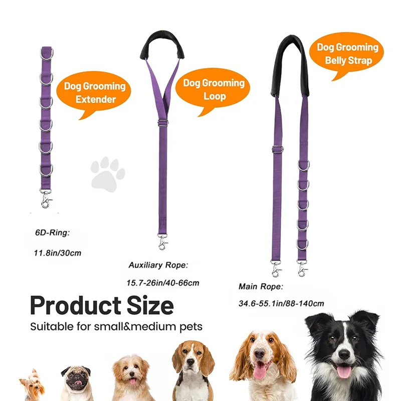 BAAJ-Dog Grooming Belly Strap With Clamp Loop, Loops For Table Arm Extender Bathing Restraint Leash