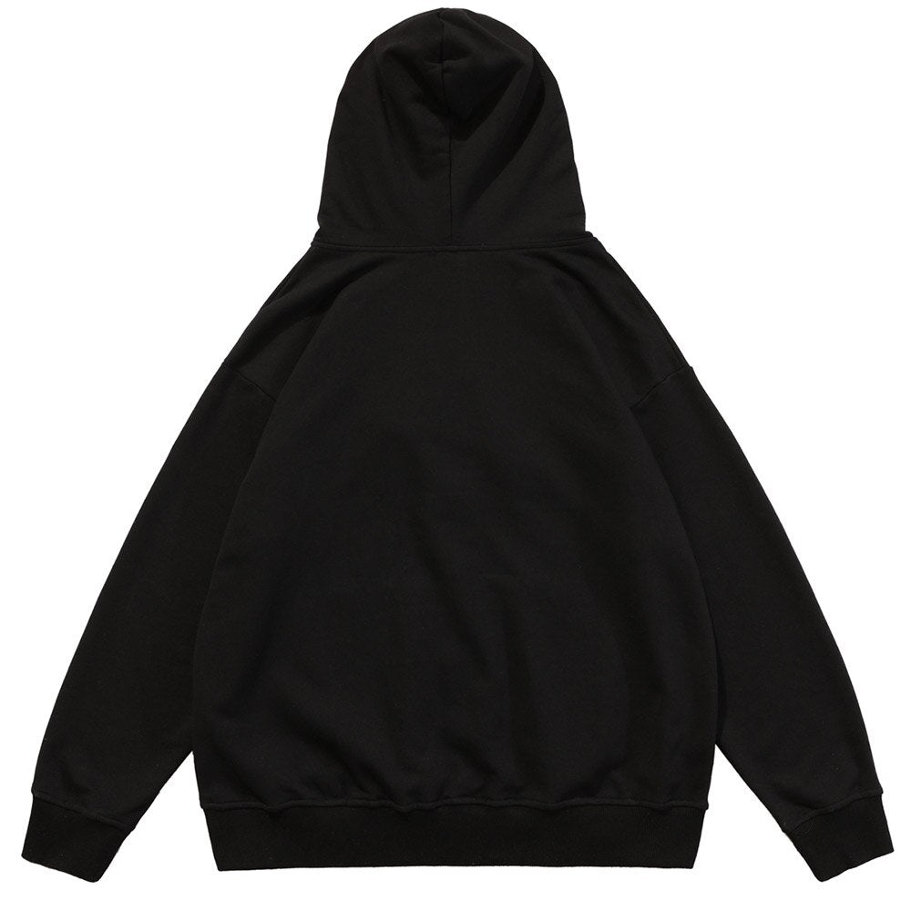 Zipper Hoodie Men Leather Letter Embroidery Hooded Coats Autumn Oversized Vintage Harajuku Sweatshirt Couple Streetwear