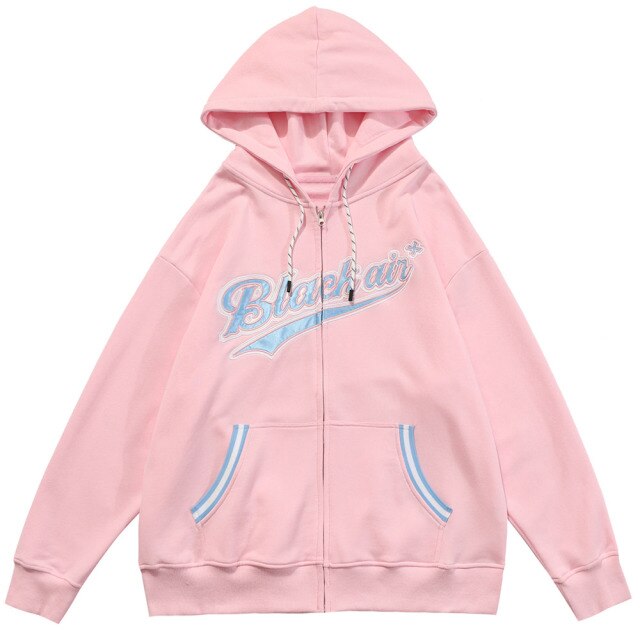 Zipper Hoodie Men Leather Letter Embroidery Hooded Coats Autumn Oversized Vintage Harajuku Sweatshirt Couple Streetwear